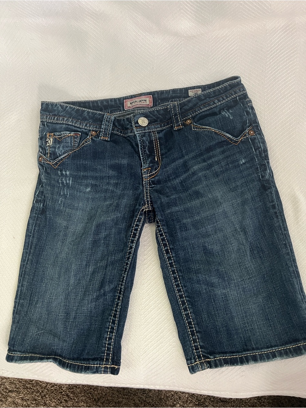 MEK DNM Dark Wash Boyfriend Bermuda Shorts - Blue